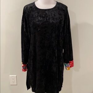 Vintage Natori II Black Crushed Velvet Dress